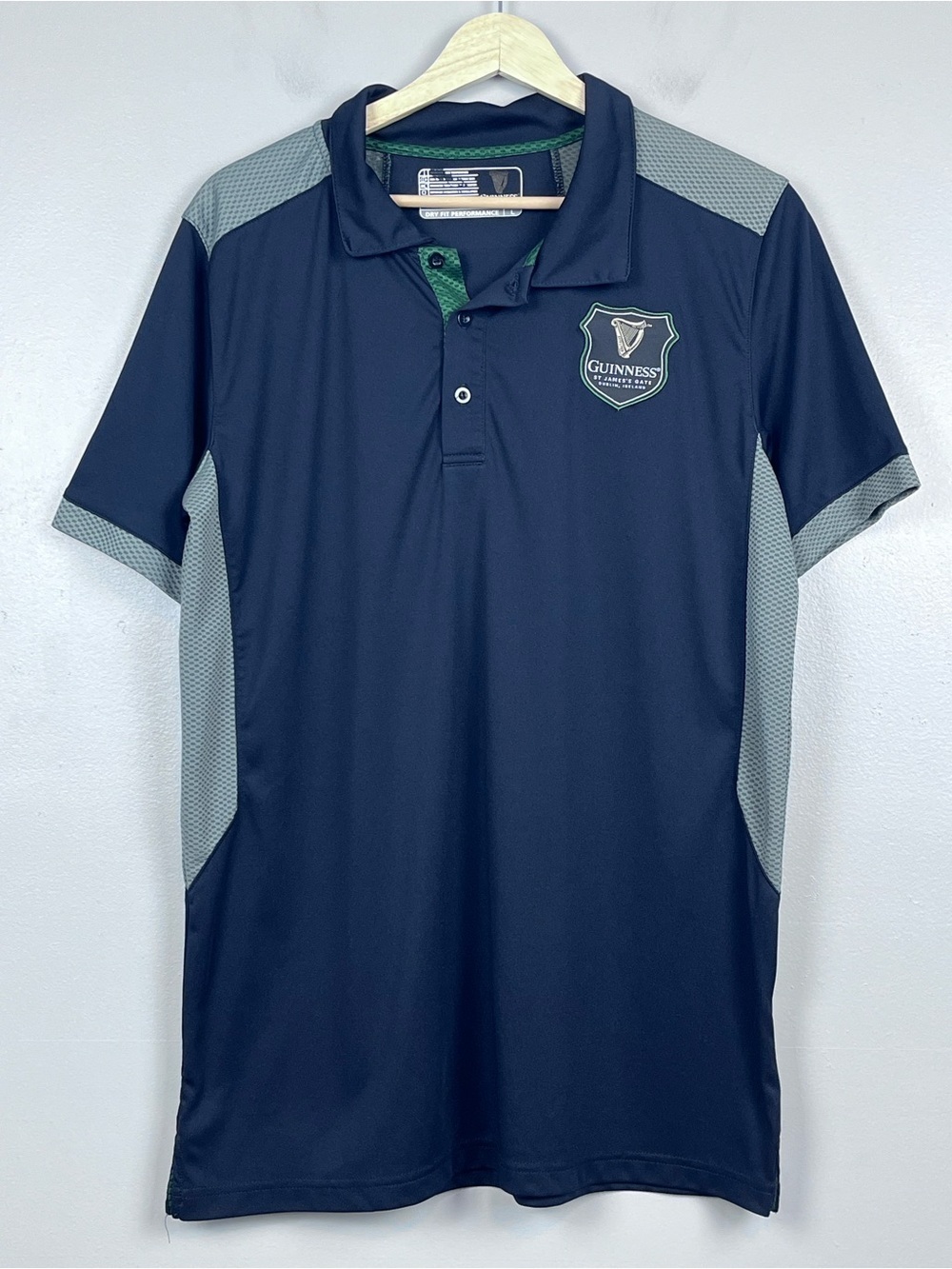 Official Guinness Men's Harp St James's Gate Dublin, Ireland Dry Fit Polo Size L